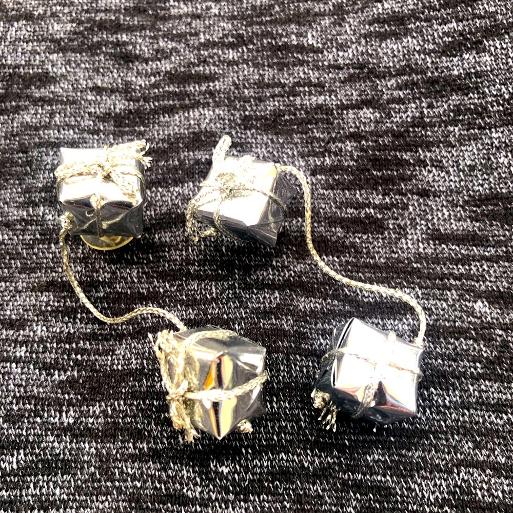 Vintage Mini Christmas Present Earrings Handmade Silver Gift Boxes